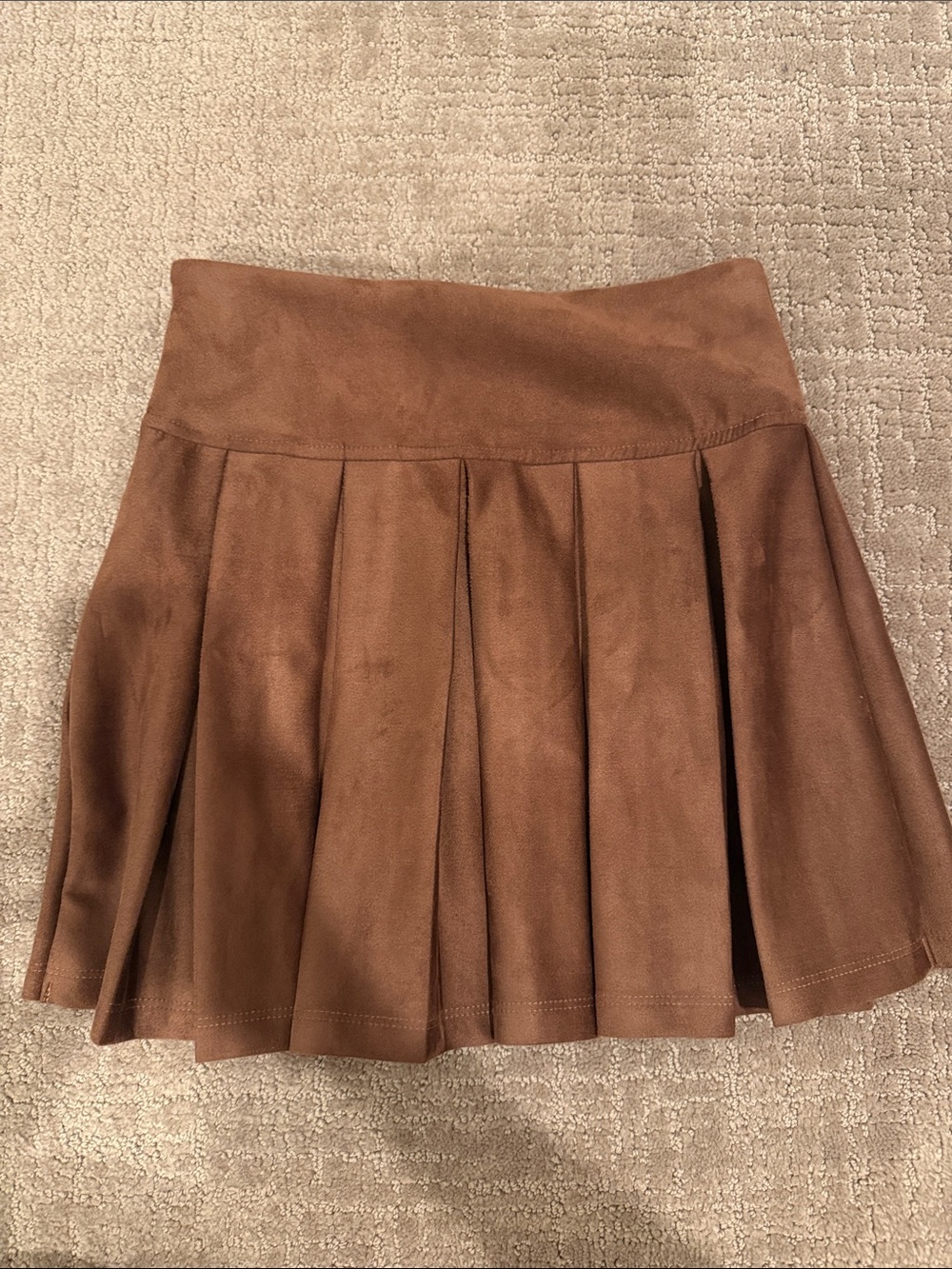 Zara Brown Pleated Faux-Suede Skirt